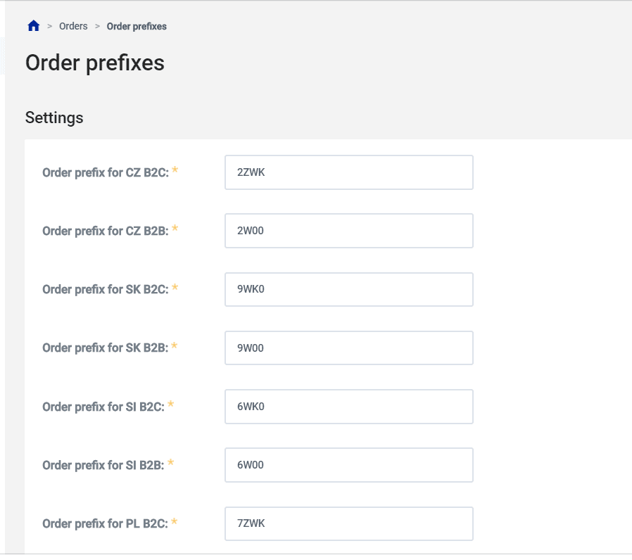 Custom order prefix